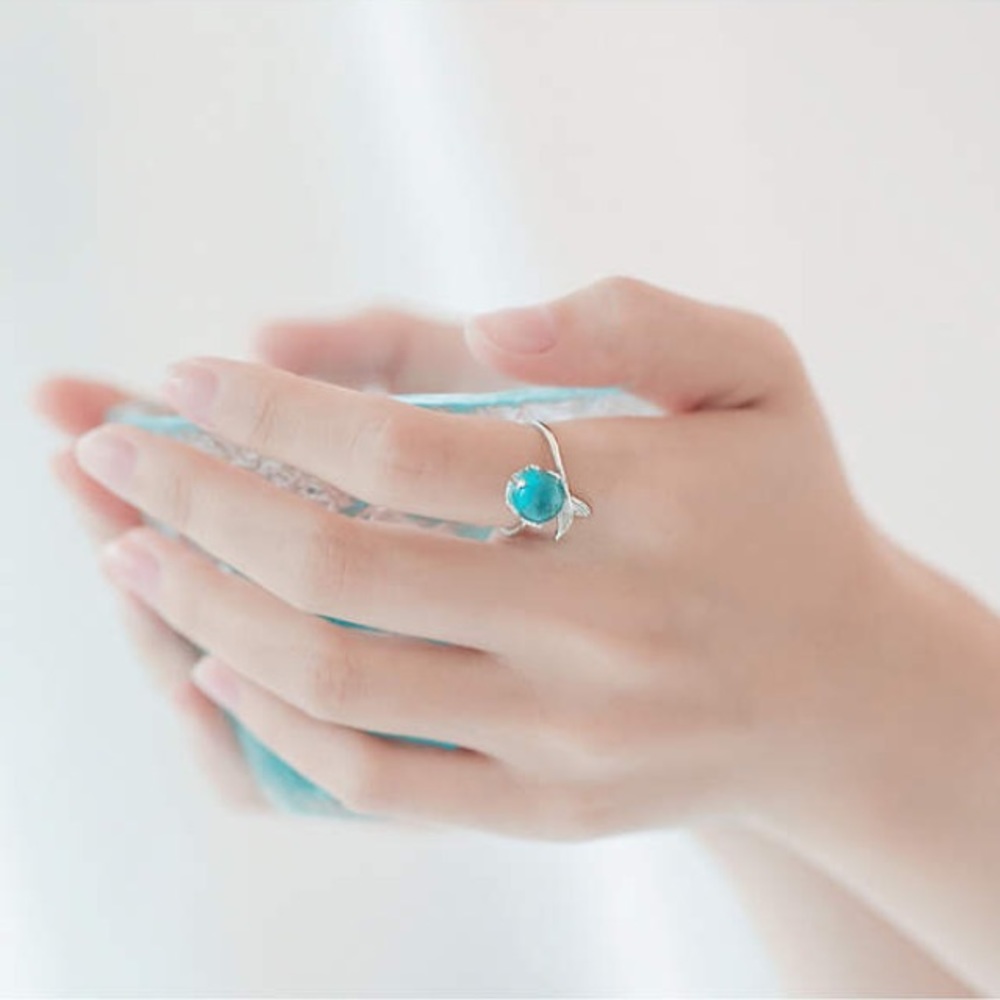 Blue Water Mermaid Tail Adjustable Ring - Picture 2 of 3